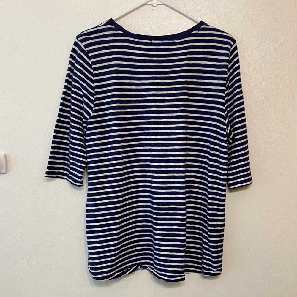 J.Crew navy & white jeweled bling striped t-shirt - Picture 2 of 7